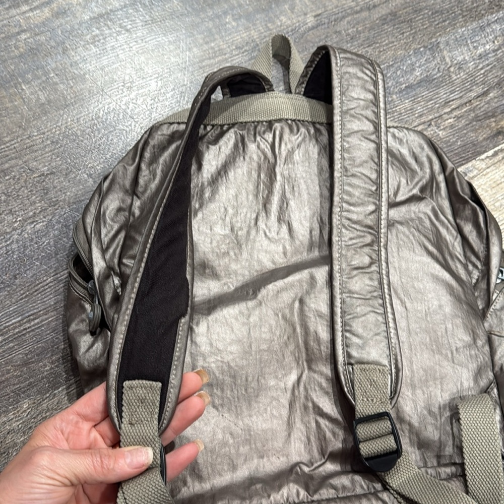Kipling Shiny Silver Backpack - Picture 8 of 9